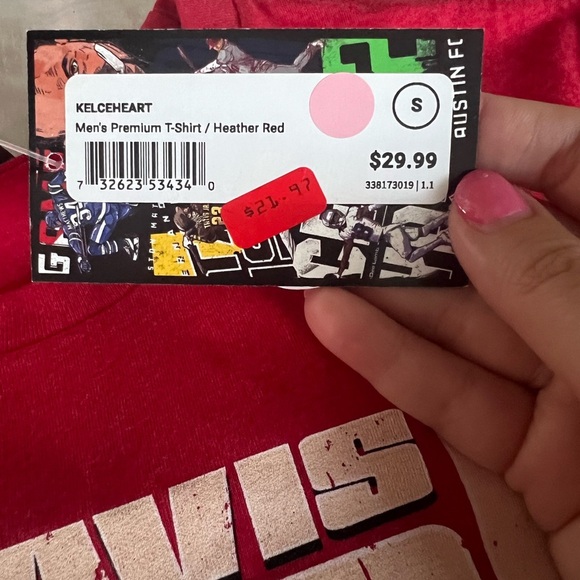 NWT Travis Kelce Kansas City Hearts Red T-Shirt in size Men’s Small - Picture 5 of 5